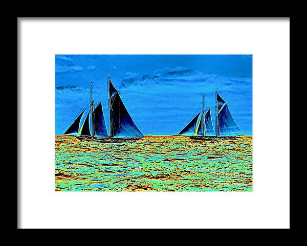 America's Cup Contenders Idler And Hildegarde 1901 Framed Print featuring the photograph America's Cup Contenders Idler and Hildegarde 1901 by Padre Art