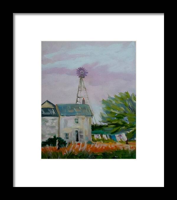 Landscape Framed Print featuring the painting Amish Farmhouse by Francine Frank