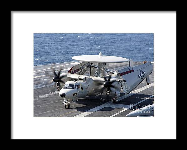 Aircraft Framed Print featuring the photograph An E-2c Hawkeye Taxiing On The Flight by Stocktrek Images
