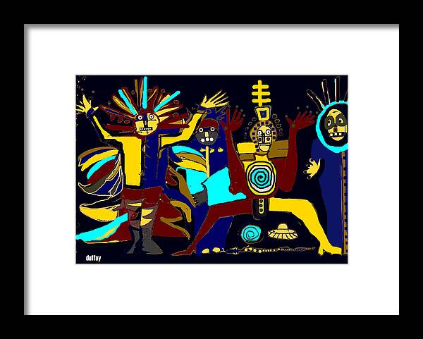 Digital Drawing Framed Print featuring the photograph Ancients- Night Visit by Doug Duffey