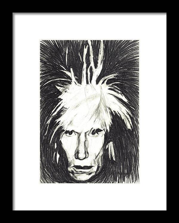 Andy Warhol Framed Print featuring the drawing Andy Warhol by Michael Morgan