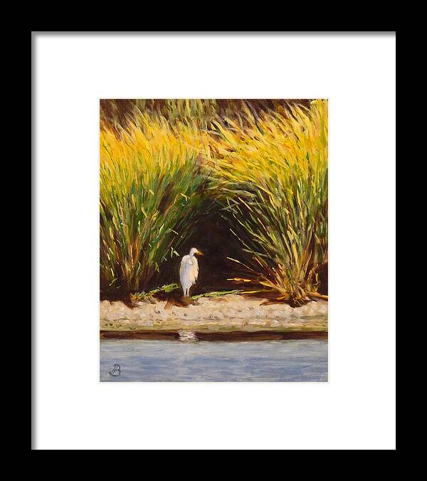 Egret Framed Print featuring the painting Angel Among Us by Joe Bergholm