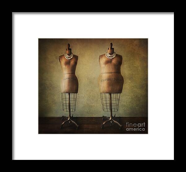 Atmosphere Framed Print featuring the photograph Antique dress forms before and after by Sandra Cunningham