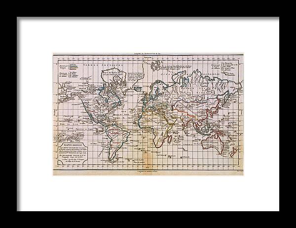 Still Life Framed Print featuring the photograph Antique Map Of The World by Comstock
