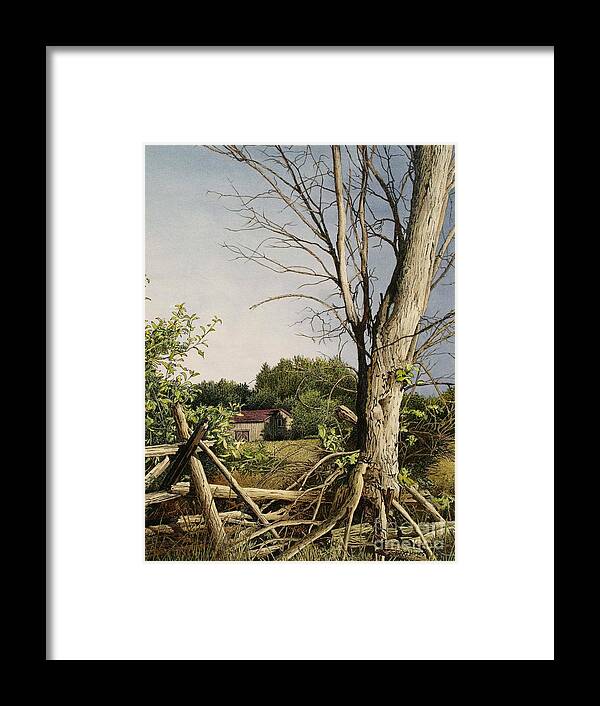 Fencing Framed Print featuring the painting Approaching Storm Fenelon Falls by Robert Hinves