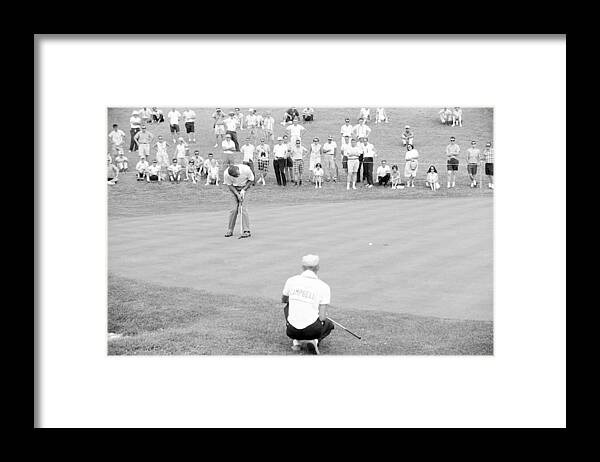 Golf Framed Print featuring the photograph Arnie Putts the 13th at 1964 US Open at Congressional Country Club by Jan W Faul