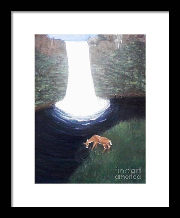 Deer Framed Print featuring the painting As The Deer Panteth For The Water by Patty Thomas