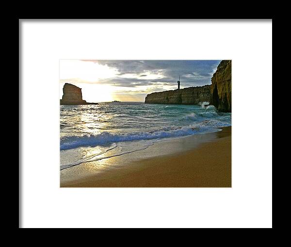Atlantic Framed Print featuring the photograph Atlantic Ocean Meets The Portugese Coast by Ingrid Stiehler