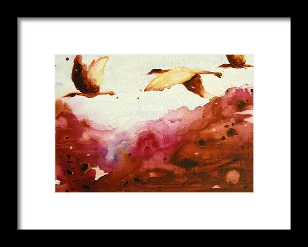 Landscape Framed Print featuring the painting Autumn Flight by Dawn Derman