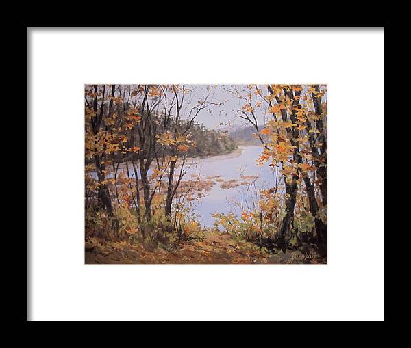 Autumn Framed Print featuring the painting Autumn Splash by Karen Ilari
