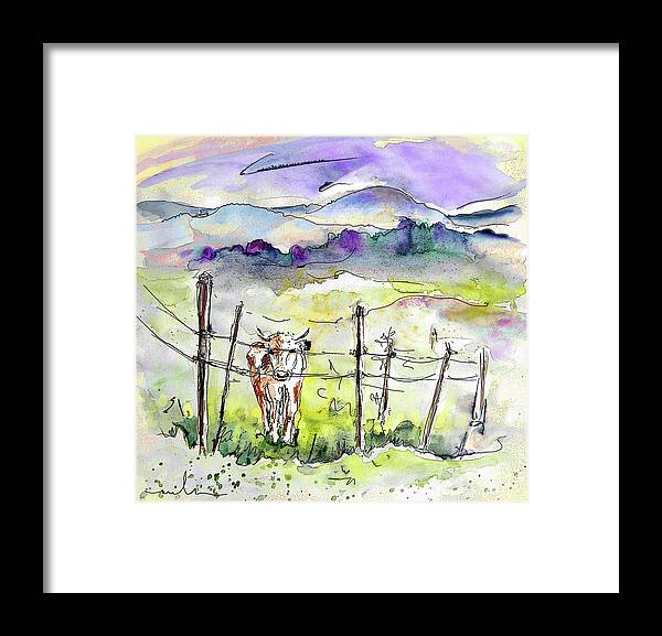 Landscapes Framed Print featuring the painting Auvergne 01 in France by Miki De Goodaboom