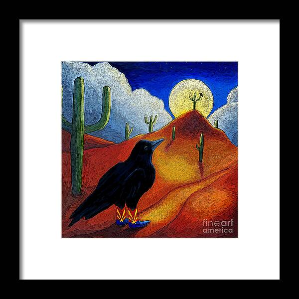 Raven Framed Print featuring the painting AZ Raven by Victoria Page