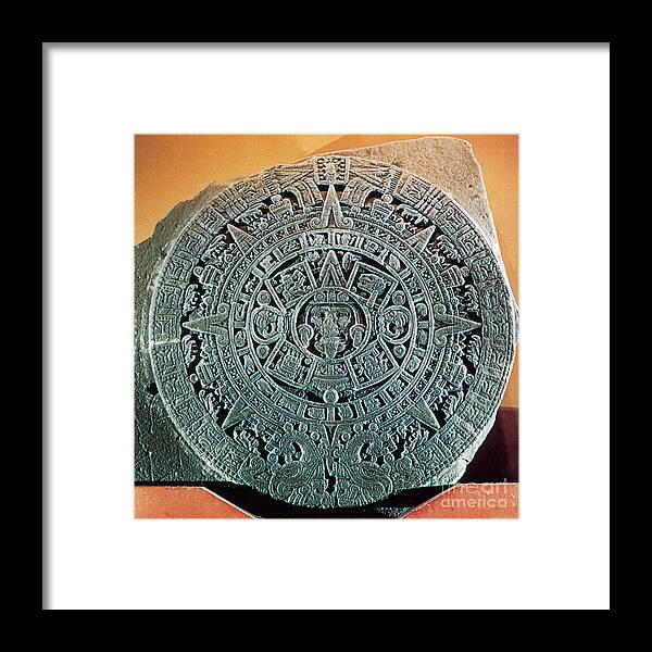 History Framed Print featuring the photograph Aztec Calendar Stone by Science Source