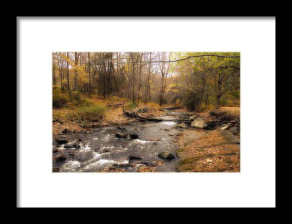 Stream Framed Print featuring the photograph Babbling Brook in Autumn by Cathy Kovarik