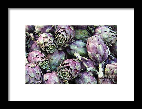 Agriculture Framed Print featuring the photograph Background of artichokes by Jane Rix
