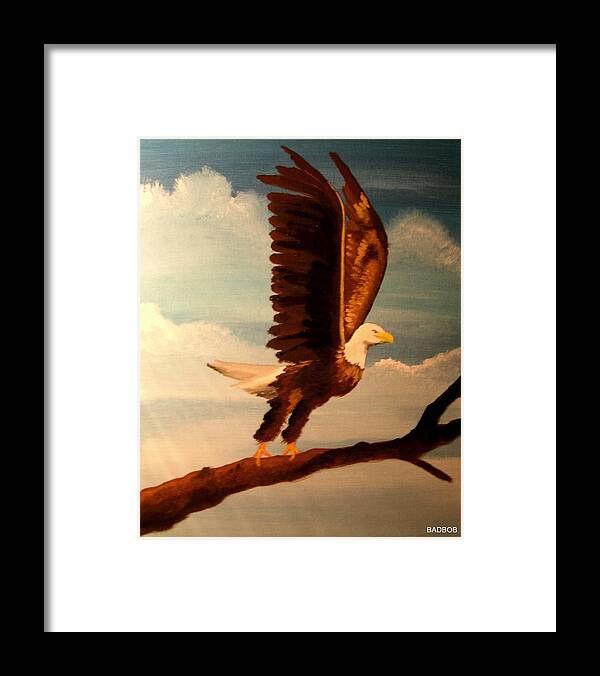 Eagle Bird Money Framed Print featuring the painting Badeagle by Robert Francis