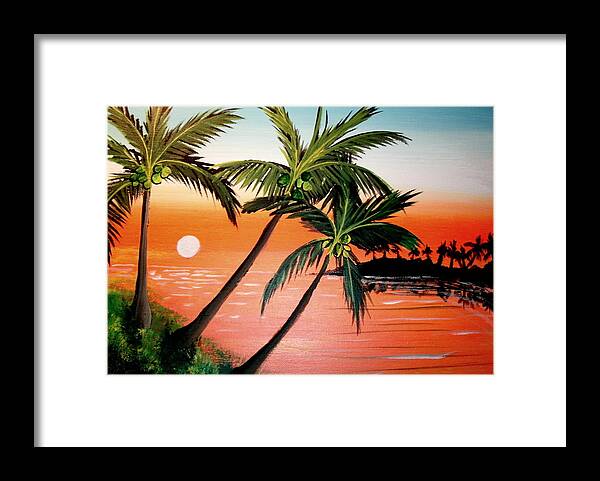 Palms Sunrise Florida Framed Print featuring the painting Badorange by Robert Francis