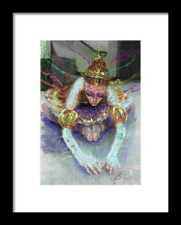 Dance Framed Print featuring the painting Ballerina Stretching by Cynthia Sorensen