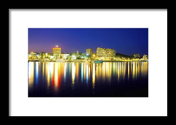 Barrie Framed Print featuring the photograph Barrie at Night by John Bartosik
