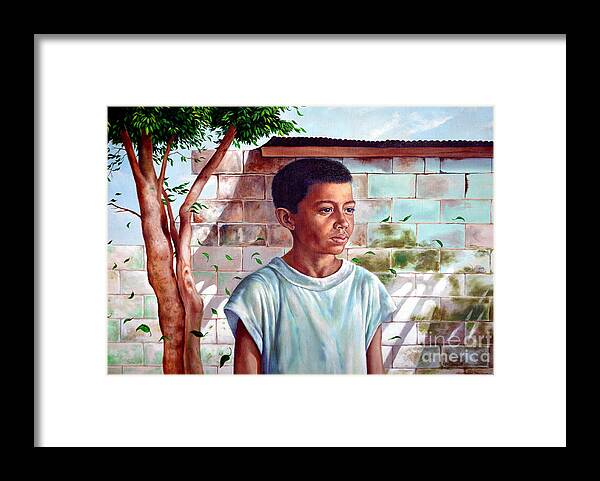 Bata Framed Print featuring the painting Bata the Filipino Child by Christopher Shellhammer