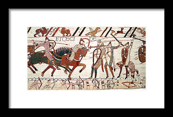History Framed Print featuring the photograph Battle Of Hastings Bayeux Tapestry by Photo Researchers