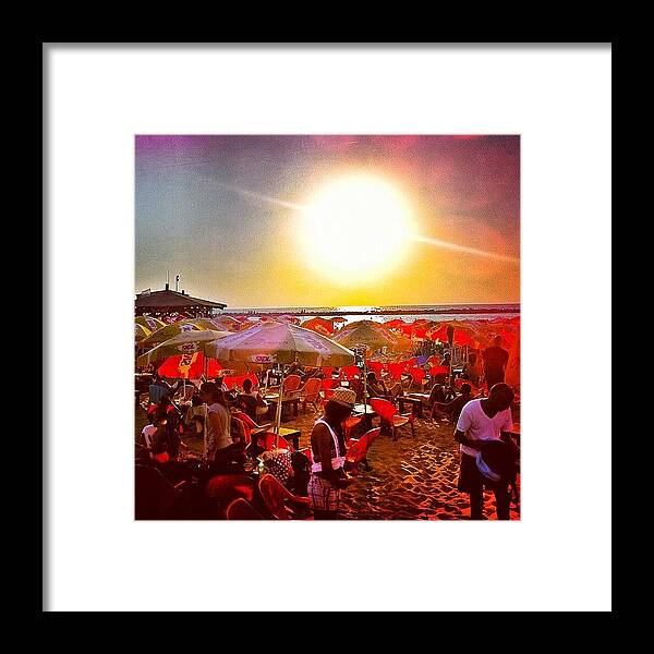 Beautiful Framed Print featuring the photograph #beach #skol #sun #sky #umbrella by Alon Ben Levy