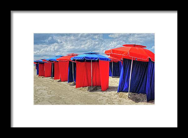 Beach Framed Print featuring the photograph Beach Umbrellas Nice France by Dave Mills