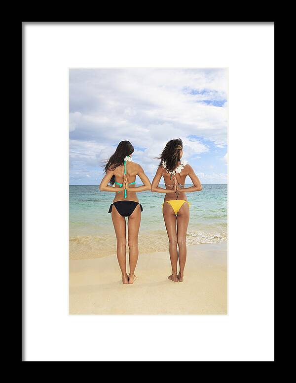 Athlete Framed Print featuring the photograph Beach Yoga Girls by Tomas del Amo - Printscapes