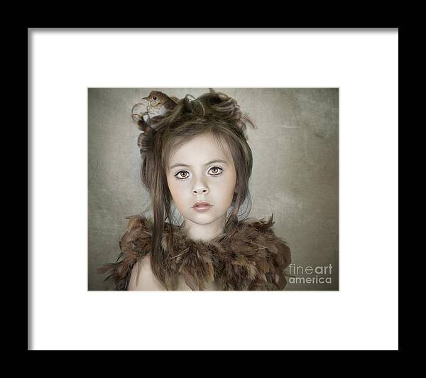 Child Framed Print featuring the photograph Beautiful Child With Bird by Ethiriel Photography