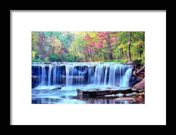 Water Fall Framed Print featuring the digital art Beautiful Water Fall by Walter Colvin