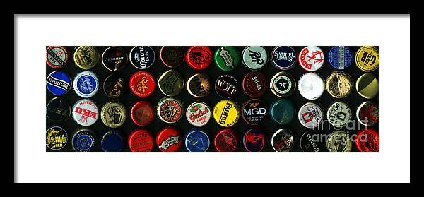 Kitsch Framed Print featuring the photograph Beer Bottle Caps . 3 to 1 Proportion by Wingsdomain Art and Photography