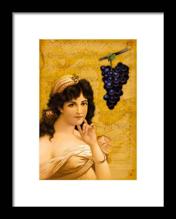 Grapes Framed Print featuring the digital art Beulah Peel Me a Grape by Sarah Vernon