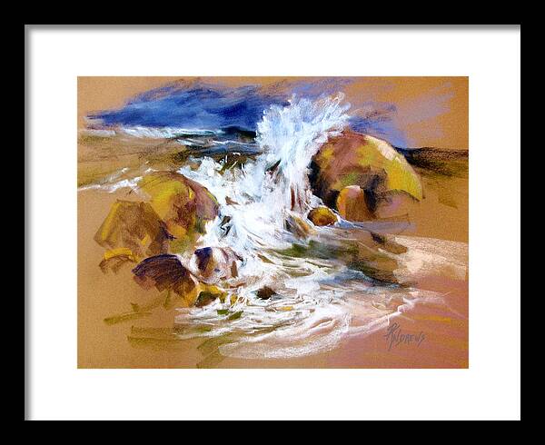 Waves Framed Print featuring the painting Big Splash by Rae Andrews
