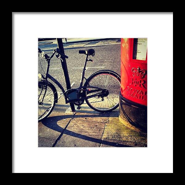 City Framed Print featuring the photograph #bike #london #postbox #wandering by Mish Hilas