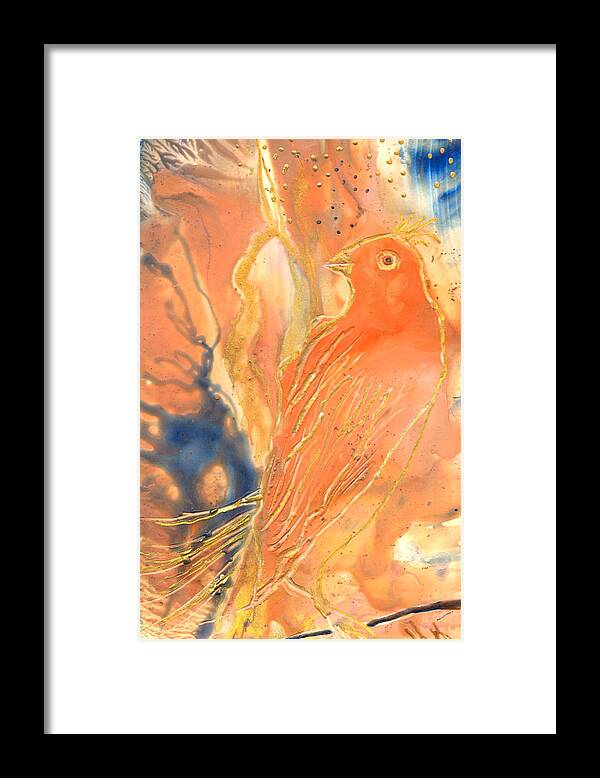 Bird Framed Print featuring the painting Bird Story by Heather Hennick