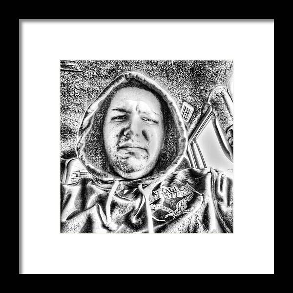 Me Framed Print featuring the photograph #blackandwhite #black #bnw #bw #me by Abdelrahman Alawwad