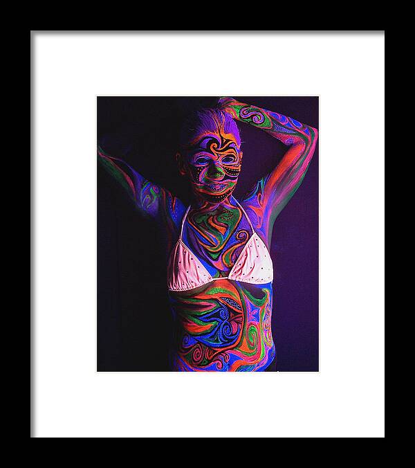 Blacklight Bodypaint Swimsuit Body Paint On Girl Art Print