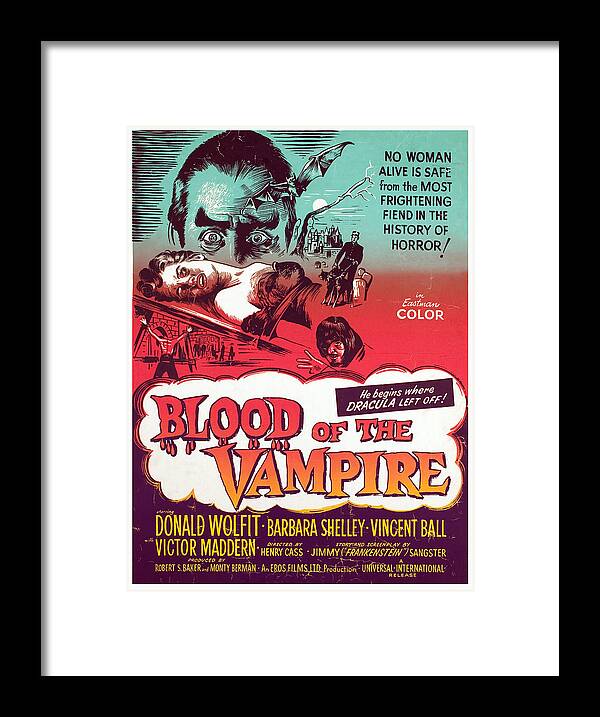 1950s Poster Art Framed Print featuring the photograph Blood Of The Vampire, Donald Wolfit by Everett