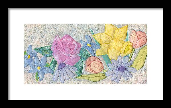 Floral Framed Print featuring the tapestry - textile Bloomin' Favorites by Denise Hoag