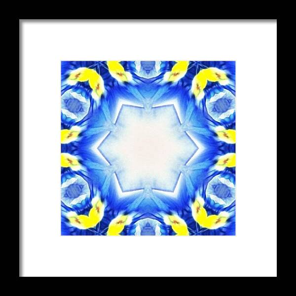 Colorporn Framed Print featuring the photograph #blue And #yellow #fractalart #pattern by Pixie Copley