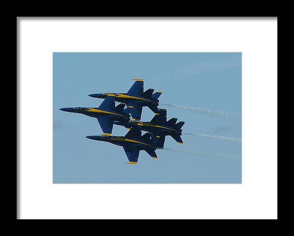 Blue Angels Framed Print featuring the photograph Blue Angels Diamond from Right by Samuel Sheats