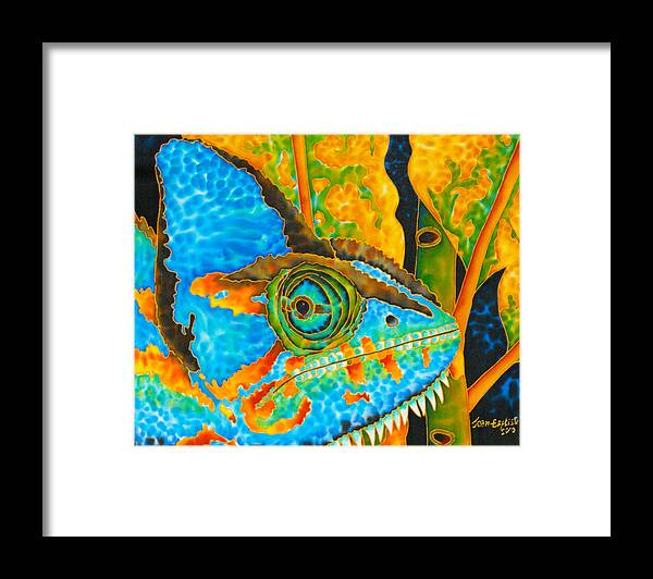 Chameleon Painting Framed Print featuring the painting Blue Chameleon by Daniel Jean-Baptiste