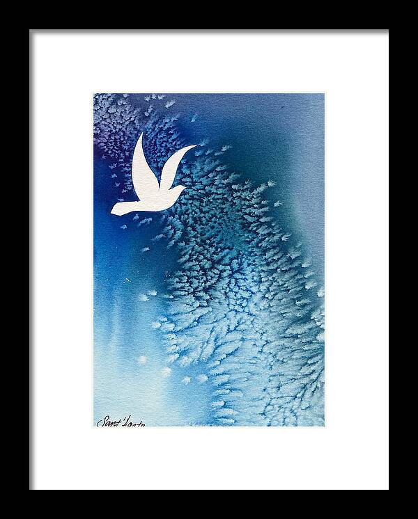 Dove Framed Print featuring the painting Blue Dove by Frank SantAgata