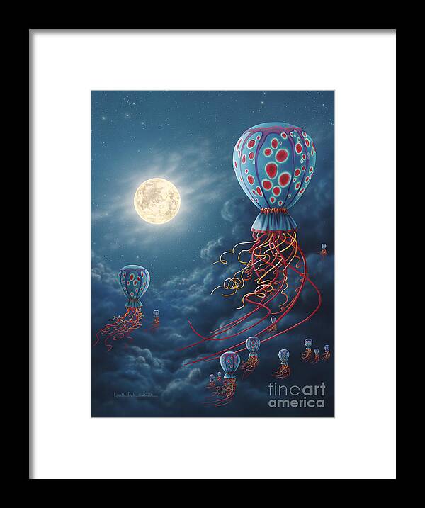 Lynette Cook Framed Print featuring the painting Blue Floaters by Lynette Cook