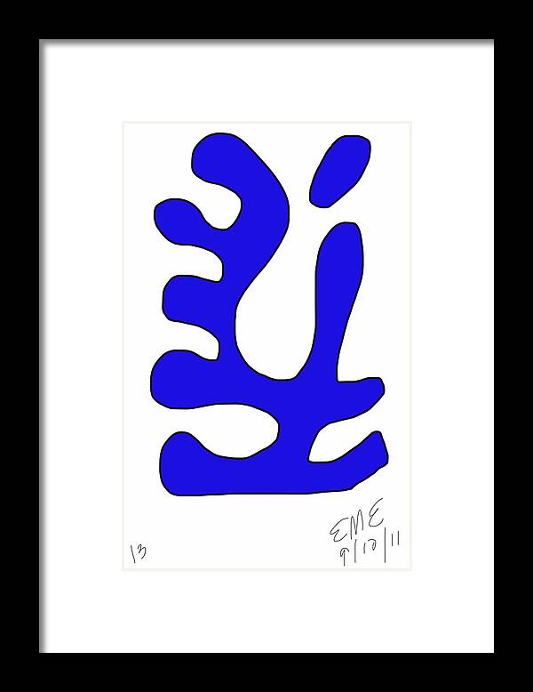 Blue Digital Form Framed Print featuring the digital art Blue Form 13 by Eric Elizondo