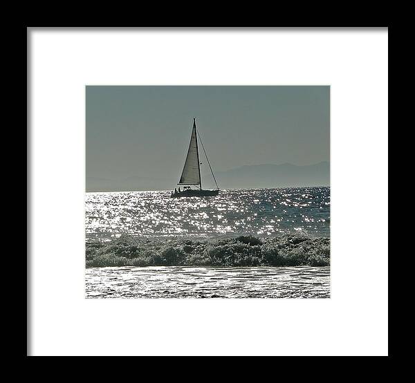 Sailing Framed Print featuring the photograph Blue Water Sailing by Liz Vernand
