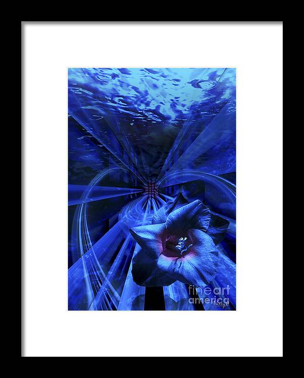 Blue Framed Print featuring the digital art Blue waterflower by Johnny Hildingsson