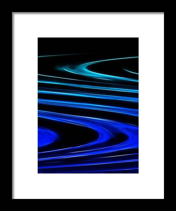 Abstract Framed Print featuring the digital art Blue Waves by Ricky Barnard