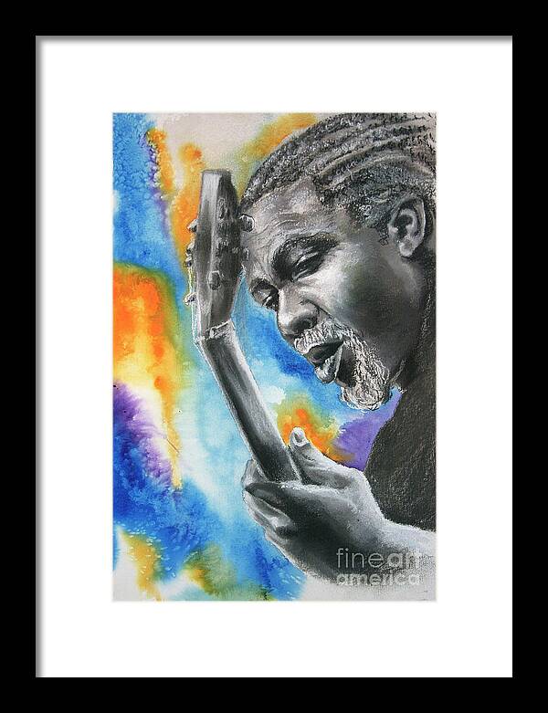 Jazz Framed Print featuring the mixed media Blues Guitar 1 by Gary Williams