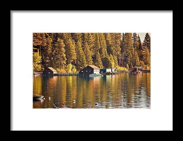 Lake Framed Print featuring the photograph Boat House by Randy Wehner